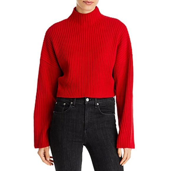 Sanctuary Chunky Rib Cropped Sweater In Ruby - L - Picture 2 of 3